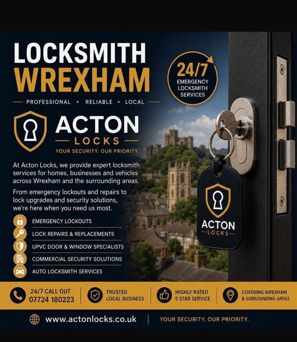 Acton Locks Locksmiths in Wrexham Service Flyer