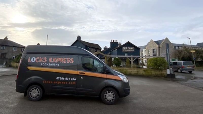 Locks Express Local Locksmith Van by The Duke pub in Kendal